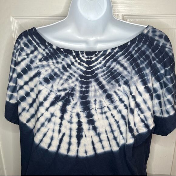 Michael Kors Navy White Tie-Dye Mini T-Shirt Dress Drawstring Jersey Dress L - Picture 8 of 10